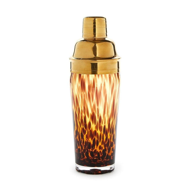 Two's Company Tortoise Print Cocktail Shaker, 10.25-Inch, Glass