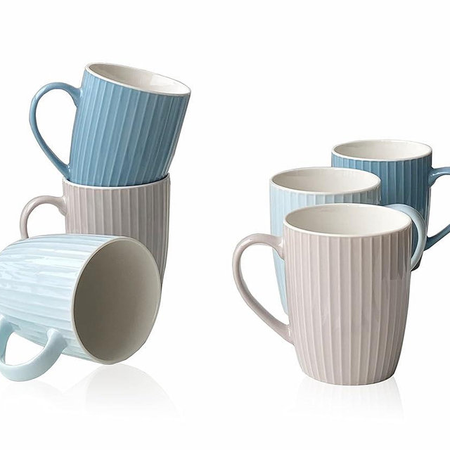 MIWARE 11 Ounce Porcelain Mugs, Set of 6 Coffee Mugs for Tea, Milk, Hot Cocoa, Multicolor