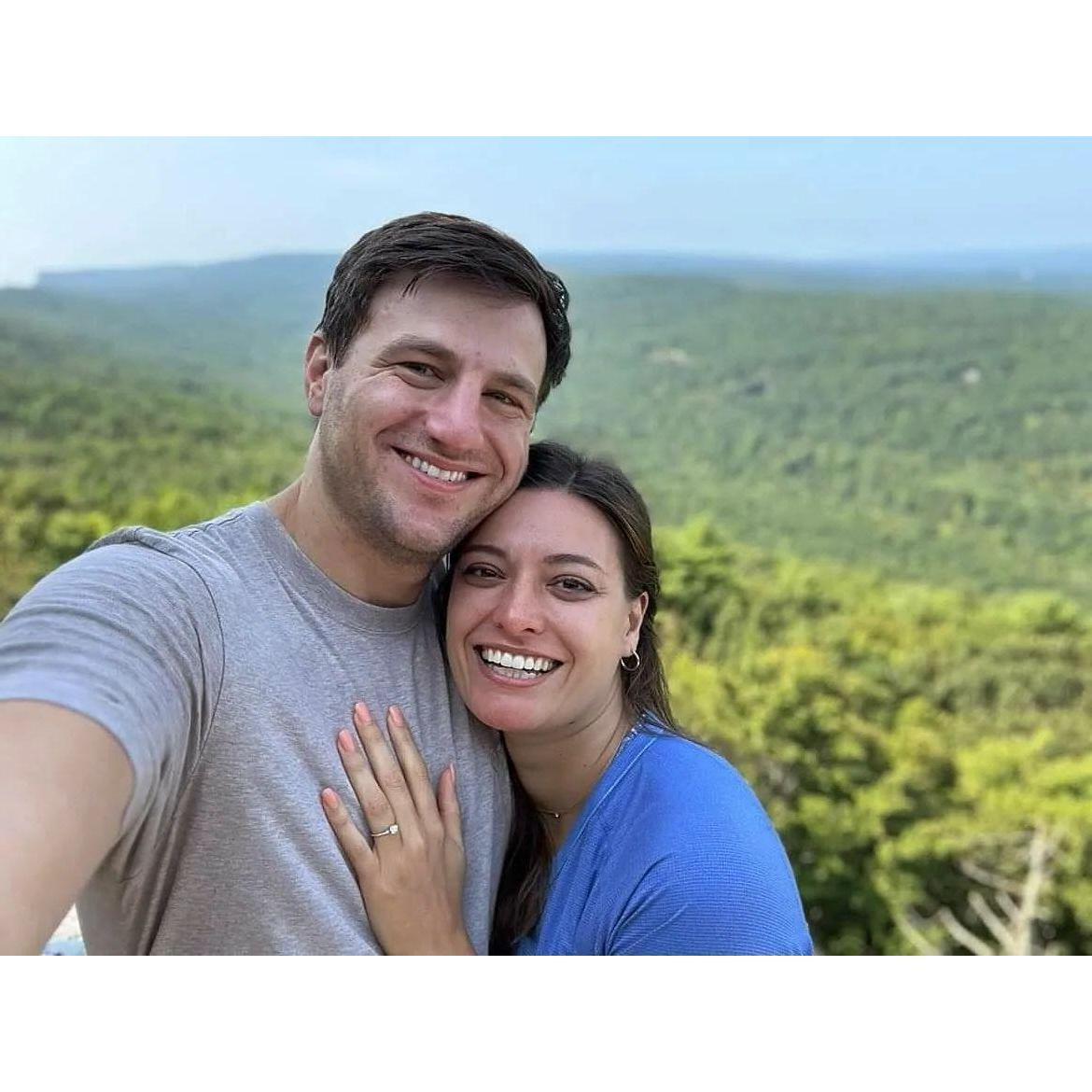On September 18, we went up to the Shawangunk Mountains for a hike. Bryan insisted on hiking the first trail we hiked when we first started dating -- then popped the question at the top.