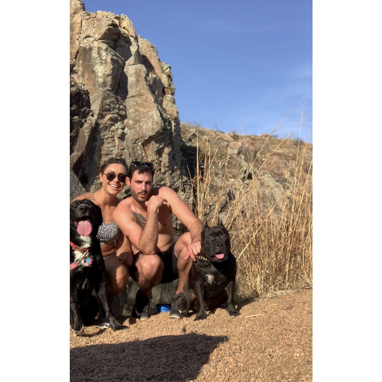 One of our first hiking trips. Seconds before Shae had to carry the dogs through the rest of the trail