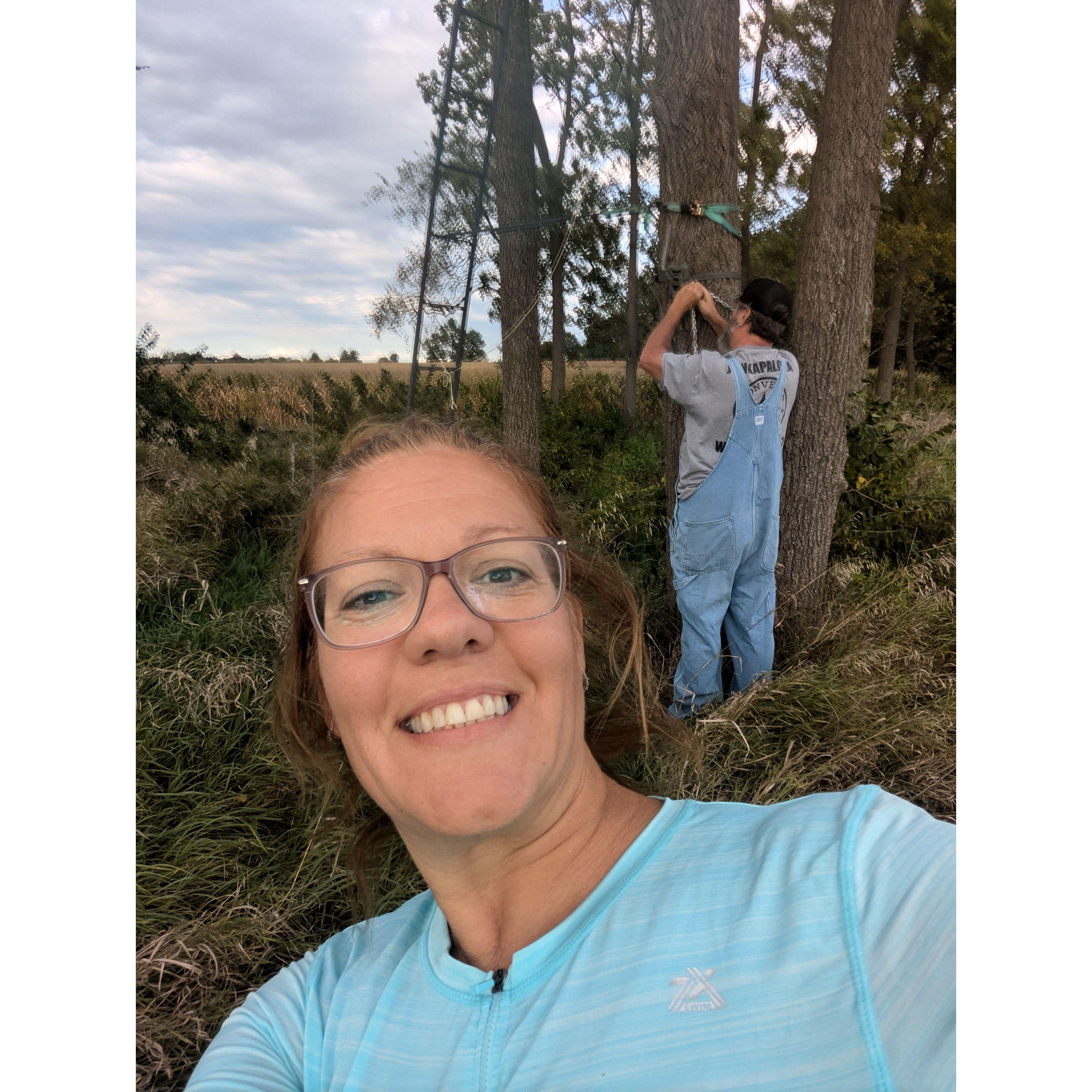 She supports me in all my endeavors. Hanging trail cams in the fall of '24.