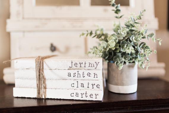 Personalized books//Neutral Farmhouse Decor//