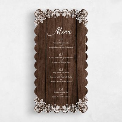 Brown Scalloped Wedding Menu - Kenton