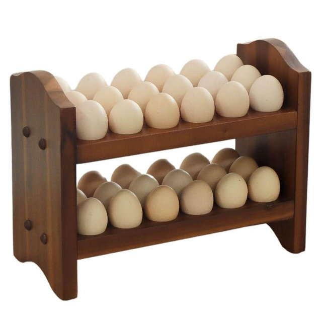 CONMEOCON Egg Holder Countertop, Egg Storage and Egg Container for 36 Eggs, Fresh Egg Holder Countertop, Stackable Shelf Display Holder for Kitchen,Cute Egg Holder with Rustic Style, Light Brown