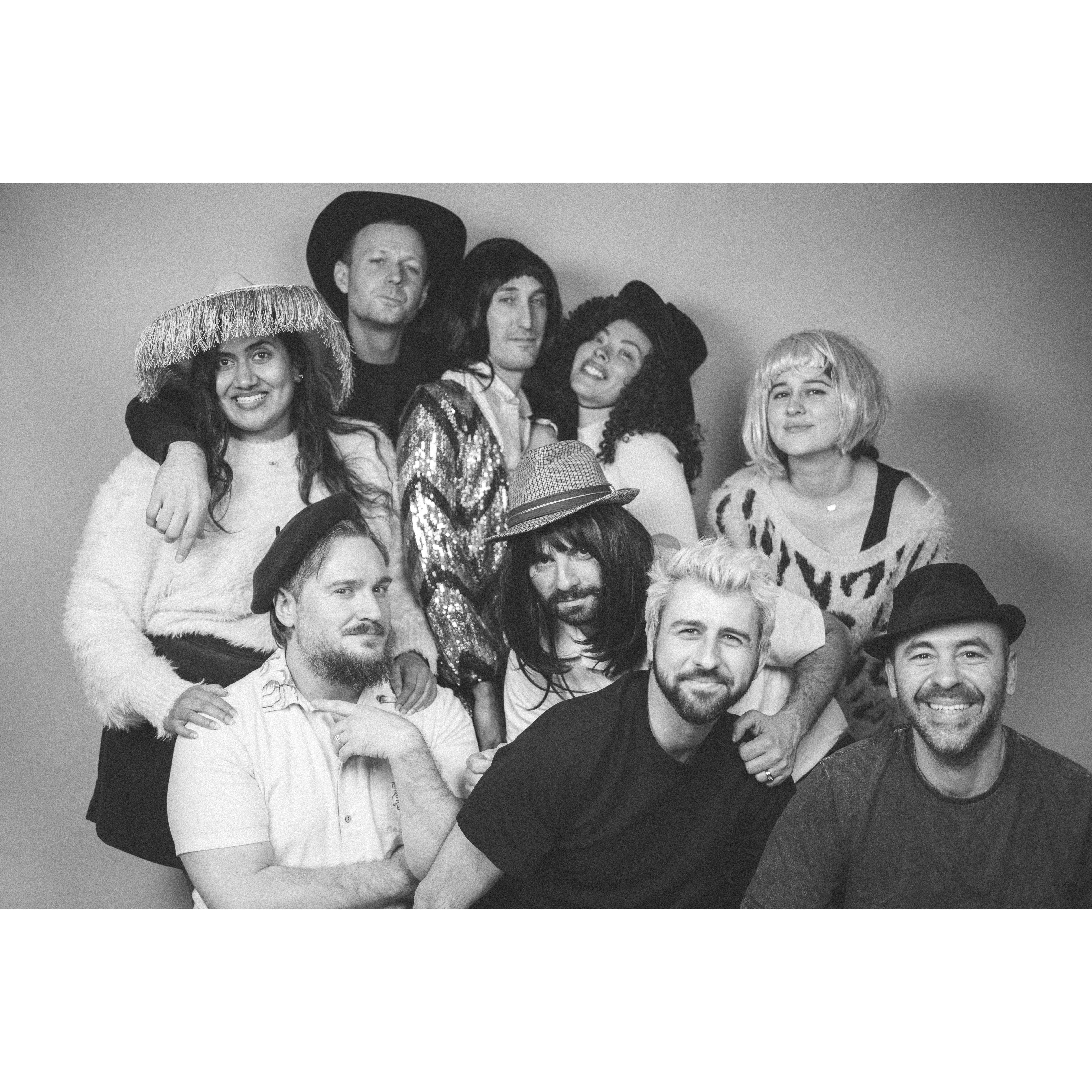 And Chris is lucky to be surrounded by his found family. Here's his friend group from San Francisco, a crew of Georgia Tech and adjacent misfits.