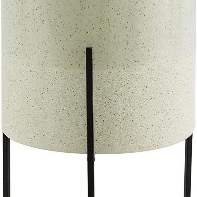 Rivet Mid-Century Ceramic Planter with Iron Stand 14"H, Pale Green - Medium