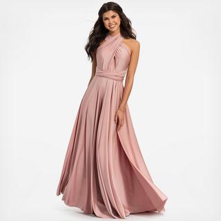 Long Bridesmaid Convertible-Bodice Dress