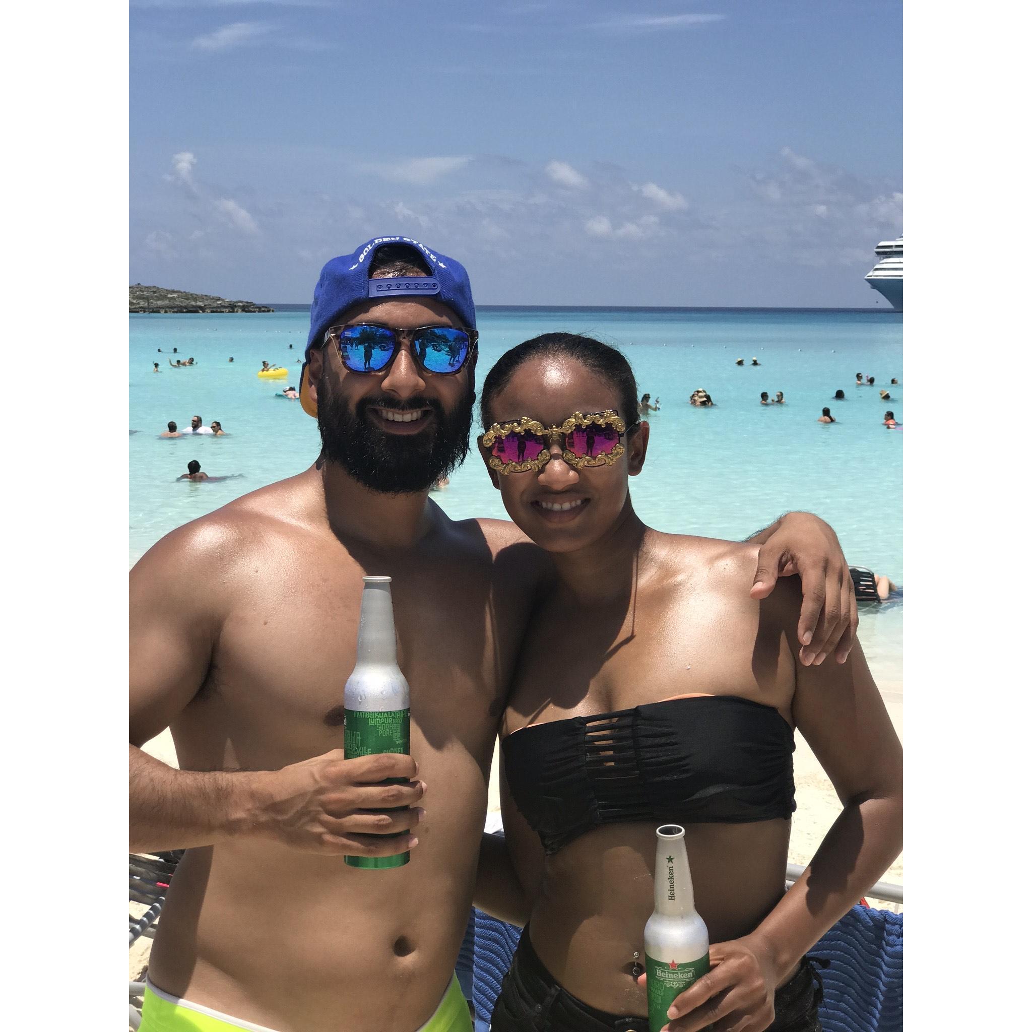 Enjoying the clear waters of the Bahamas.