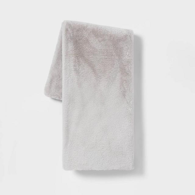 50"x60" Faux Rabbit Fur Throw Blanket Light Gray - Threshold™