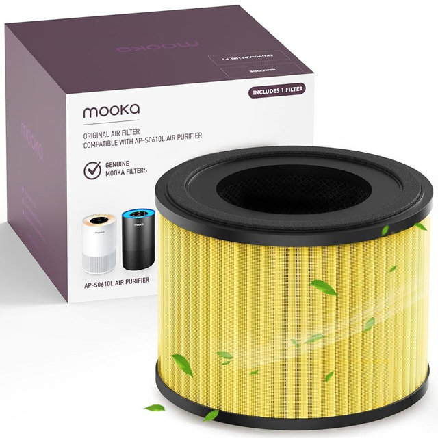MOOKA AP-S0610L Air Purifier Pet Mode Filter, 3-in-1 True HEPA Filter, High-Efficiency Activated Carbon Air Filter for Allergies, Smoke, Odor, Dander, Pollen