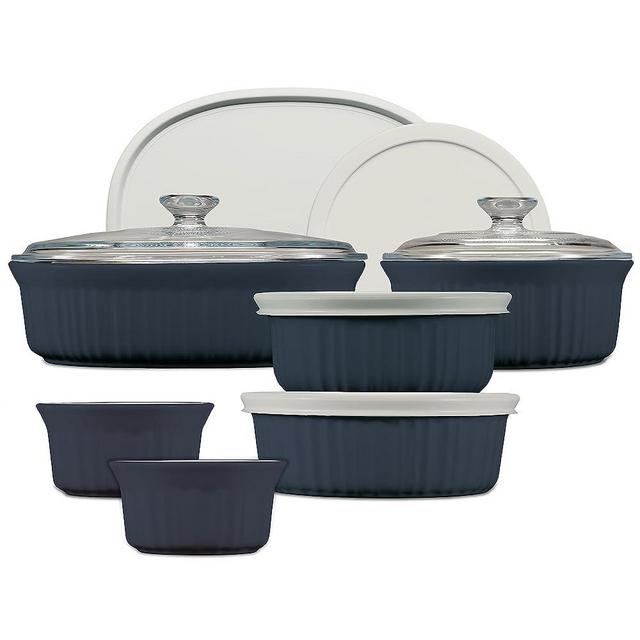 CorningWare Ceramic Bakeware Set with Lids, Chip and Crack Resistant Stoneware Baking Dish, Microwave, Dishwasher, Oven, Freezer and Fridge Safe, 12-Piece French Navy