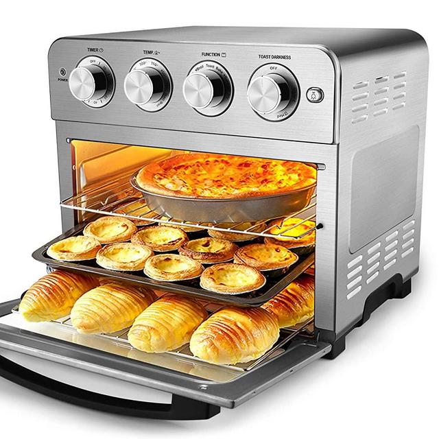 Geek Chef Air Fryer Toaster Oven, 6 Slice 24QT Convection Airfryer Countertop Oven, Roast, Bake, Broil, Reheat, Fry Oil-Free, Accessories & Cookbook Included, Stainless Steel, Silver, 1700W