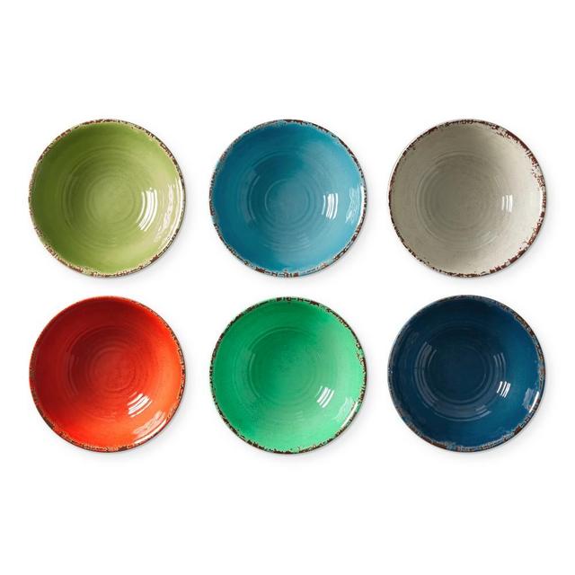 Rustic Outdoor Melamine Mixed Bowls, Set of 6