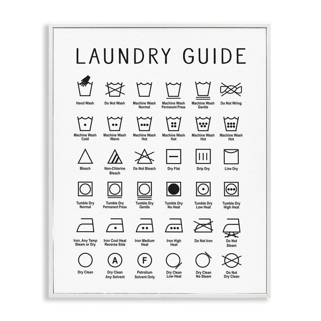 Stupell Industries Minimal Laundry Guide Chart Framed Giclee Art, White, 16" x 20"
