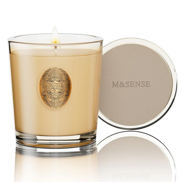 M&SENSE Natural Soy Candle | Cheer Champagne & Gold | 9.2 oz, 50H Burn Time | Luxury Scented Candle for Relaxation, Gifting, Home Décor | Ideal for Bedroom, Office, Party Ambiance