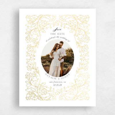 White Wedding Save the Date - Briar Photo Foil