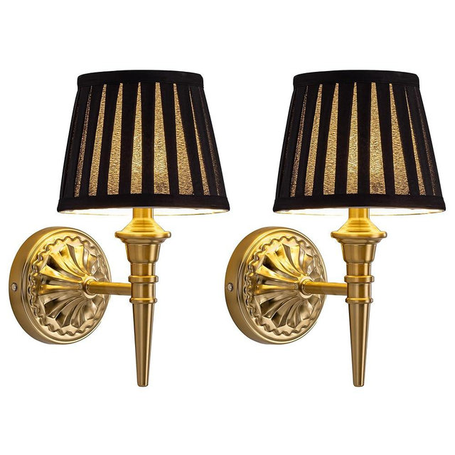 KDG Cordless Wall Sconces Set of 2, Small Wireless 5200mAh Rechargeable Battery Fabric LED Wall Lamps, Portables Lightings for Wall Painting, Living Room, Bedroom, Hallway, Gifts (Black Lampshde)