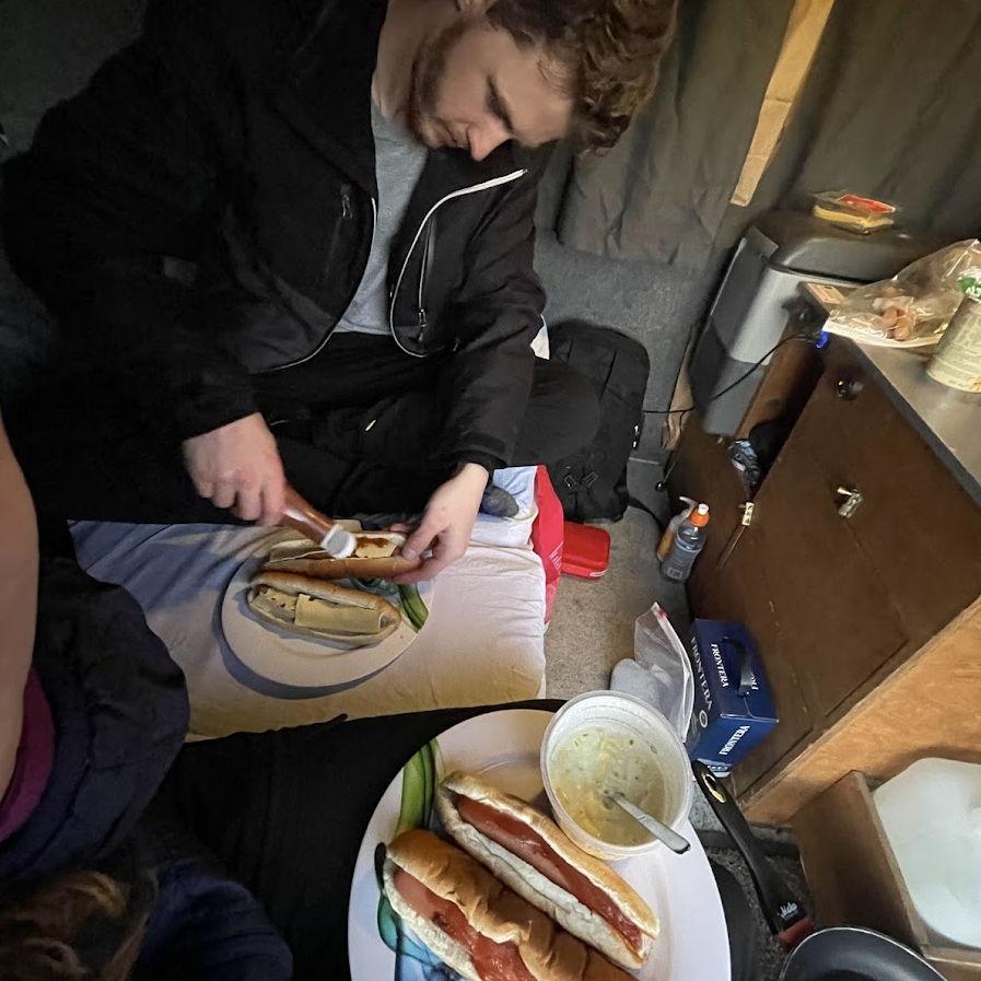 One of many glamorous camper van meals in Iceland, 2022