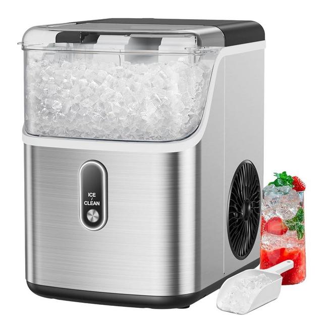 Totnz Nugget Ice Maker Countertop, Chewable Pellet Ice Machine with 33lbs Daily Produce, Pebble Ice Maker for Home Kitchen Office