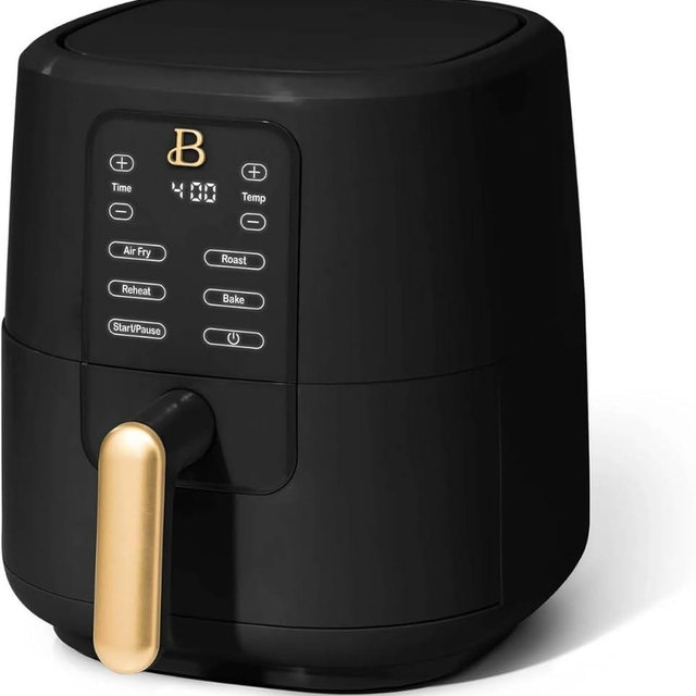Beautiful Drew Barrymore 3-Quart Digital Air Fryer, TurboCrisp Technology, 4 Presets, 170°F-400°F, Non-Stick, Dishwasher Safe, 1200 Watt. (Black)