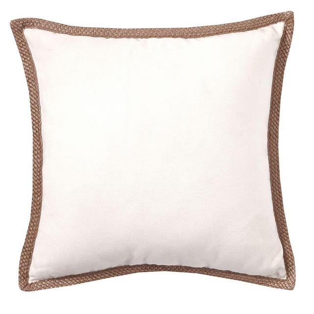 Faux Natural Fiber Trim Indoor/Outdoor Pillow, 20", Natural