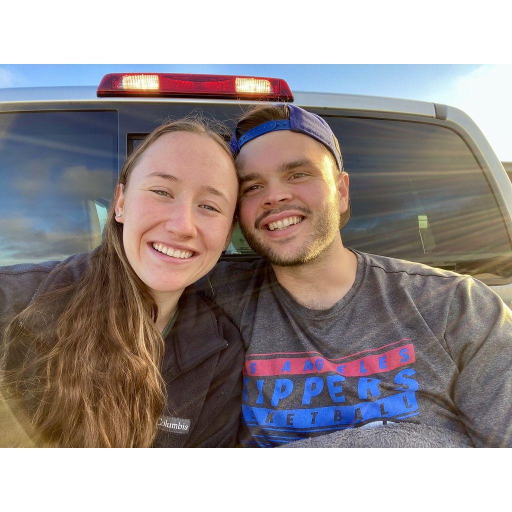 Favorite summer activity: Sitting in the bed of Mike's parent's truck on top of parking garages overlooking the beach, July 2022