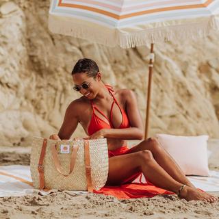 Hermosa Insulated Woven Beach Cooler Bag with Backpack Straps