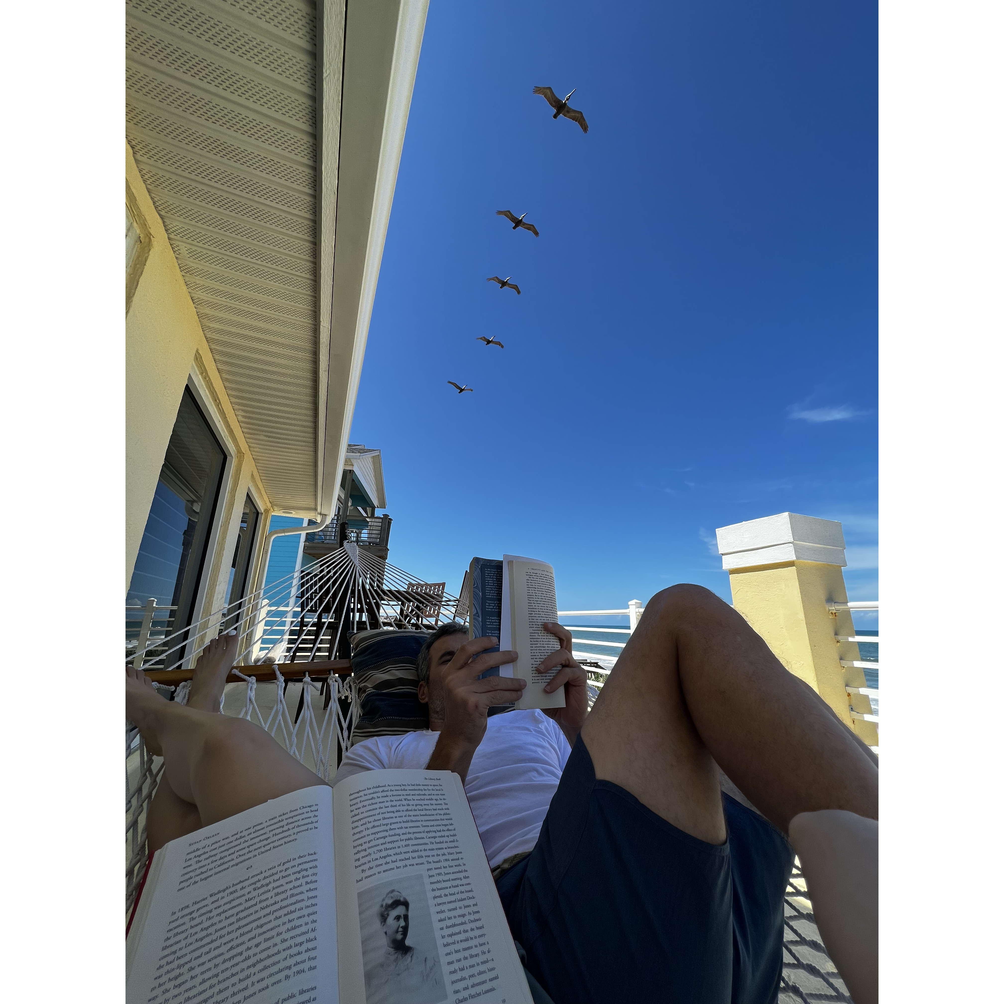Reading is one of our favorite shared past times... especially with the sound of water in the background!