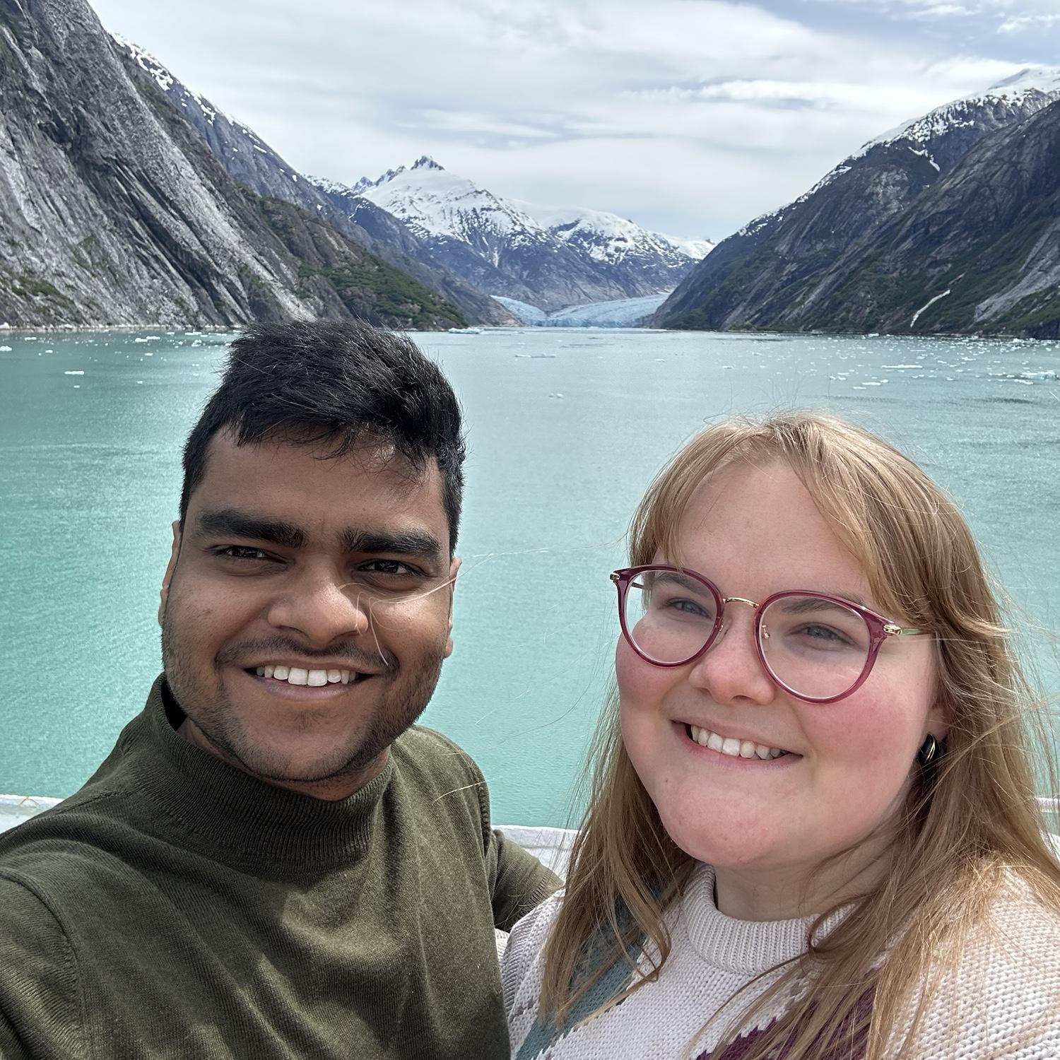 In front of the Dawes Glacier on our first trip together. One of the perks of living in Seattle is the easy access to Alaskan cruises.