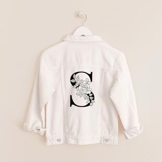 Floral Monogram White Jean Jacket