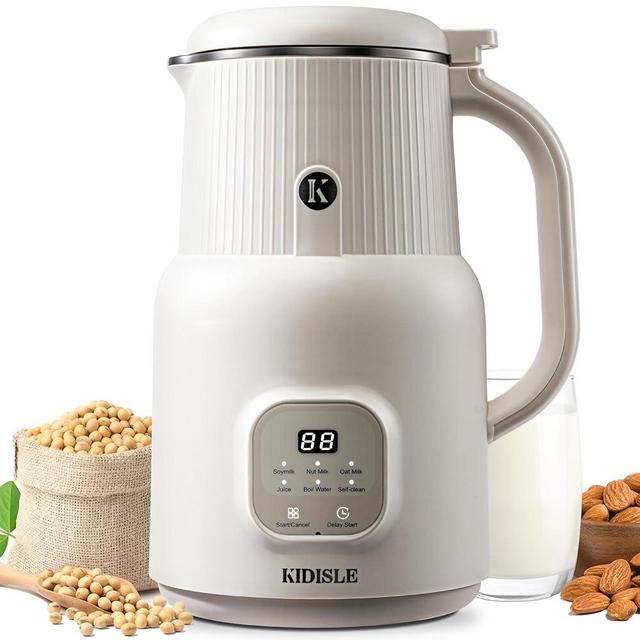 KIDISLE 6 in 1 Automatic Nut Milk Maker, 20oz Homemade Almond, Oat, Coconut, Soy, Plant Based Milks and Non-Dairy Beverages with Delay Start/Keep Warm/Boil Water/Self-Cleaning, Cream