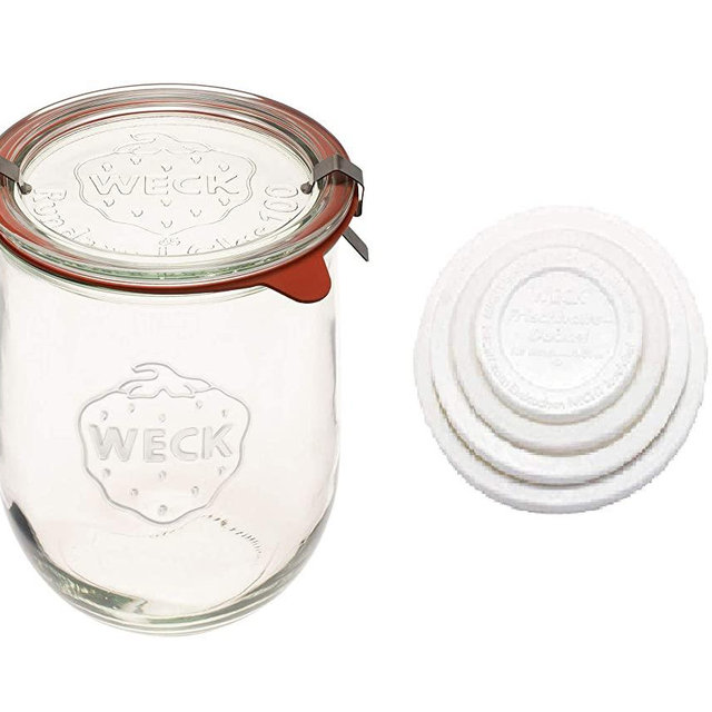 Weck Tulip Jars - Sour Dough Starter Jars - Large Glass Jars for Sourdough - Starter Jar with Glass Lid - Tulip Jar with Wide Mouth - Weck Jars 1 Liter Includes (Keep Fresh Cover)