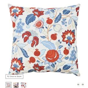 Jacobean Floral Print Throw Pillow, 18"