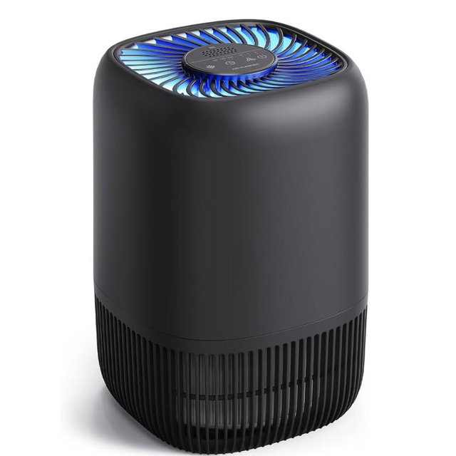 Air Purifiers for Office with H13 Quiet HEPA Filter Up to 1076 Ft² for Pet Family, Pollen, Smoke, Compact Air Cleaner with 3 Speeds, Timer, Aroma Quiet, 360°Intake, for Home Bedroom, Black