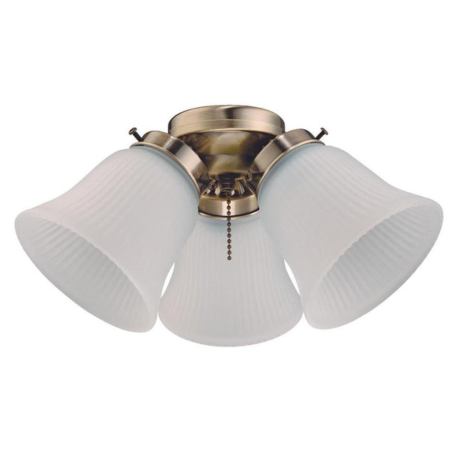 Westinghouse 7784800 Three LED Cluster Ceiling Fan Light Kit, Antique Brass Finish with Frosted Ribbed Glass, 1 Pack, White