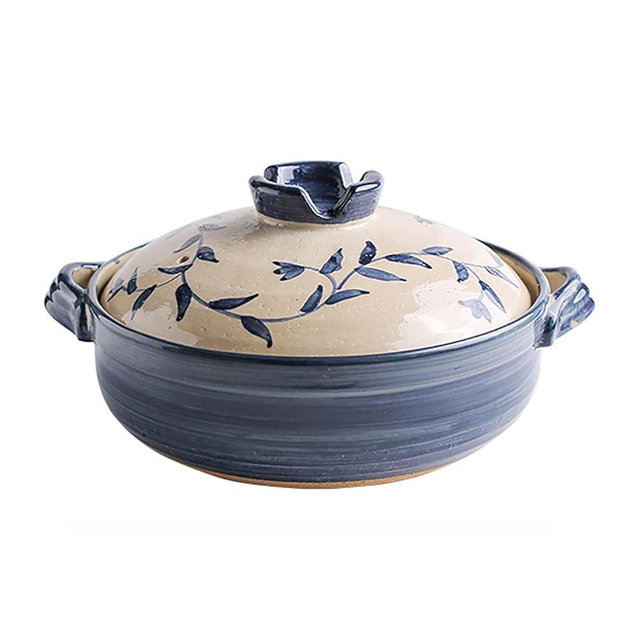 Japanese Clay Pot Hot Pot Clay Pots Earthenware Clay Pot - Retro Japanese Style Ceramic Stew Pot Clay Casserole Household r for Stew Steam Christmas Supplies Japanese Soup Bowl,A,1.6L