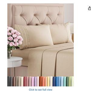 Queen Size 4 Piece Sheet Set - Comfy Breathable & Cooling Bed Sheets Set - Hotel Luxury Bedding for Women, Men, Kids, Teens, Boys & Girls - Deep Pockets, Ultra-Soft, Wrinkle Free - Oeko-Tex - Cream
