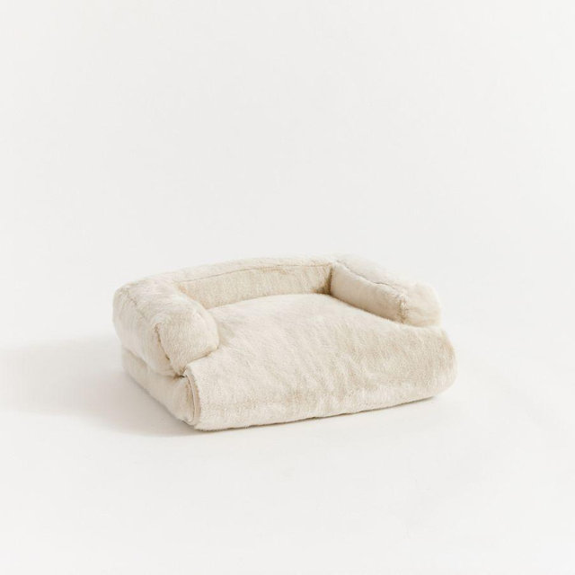 3-In-1 Pet Bed Ivory Alpaca Faux Fur, X-Small - White