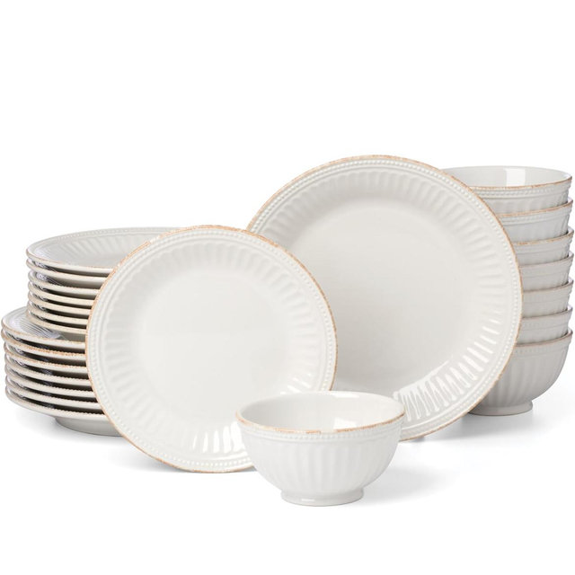 Lenox 899196 French Perle Groove 24-Piece Dinnerware Set, Service For 8