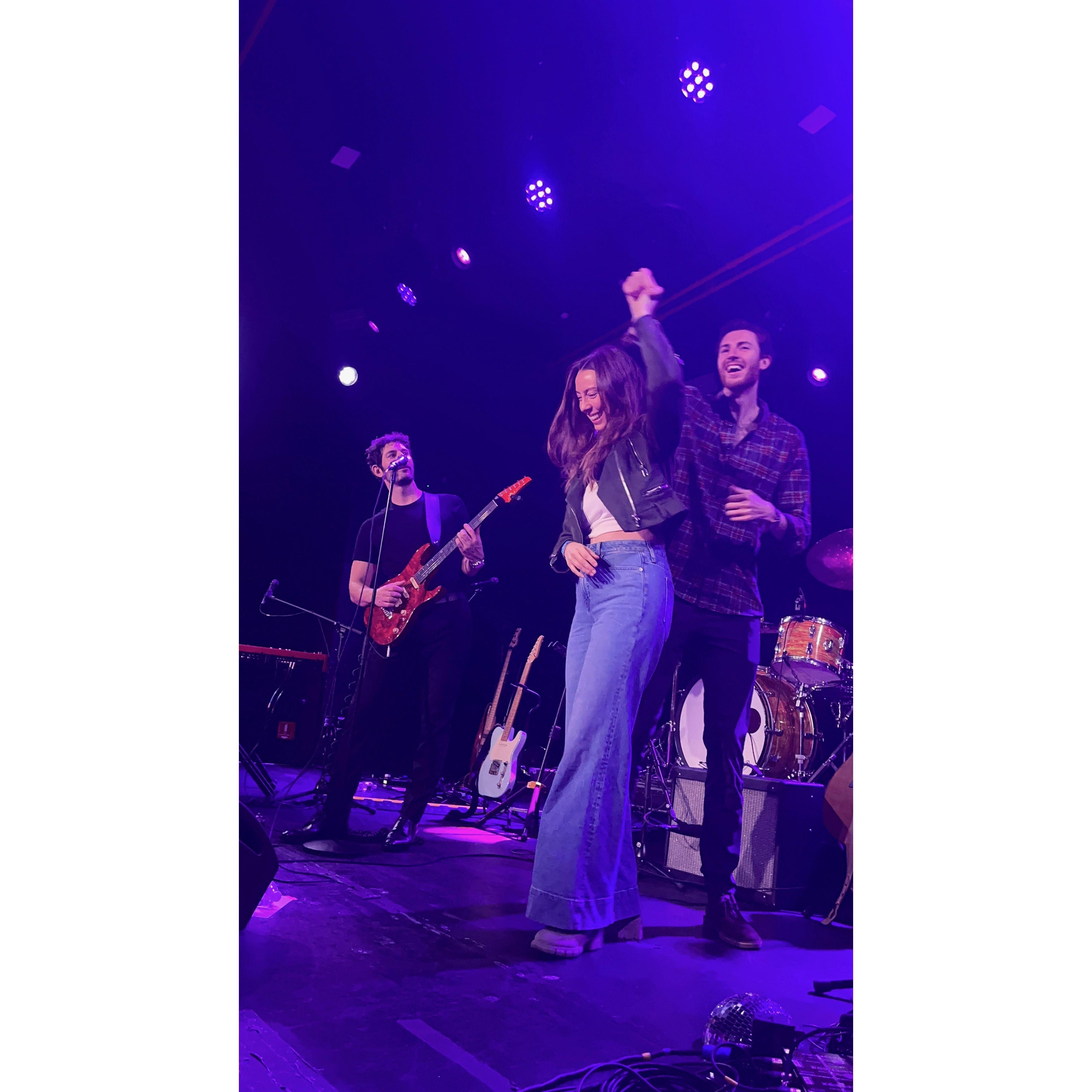 Shortly after our engagement, one of our favorite musicians, John Splithoff, pulled us up on stage (shoutout Evan G) during his concert.