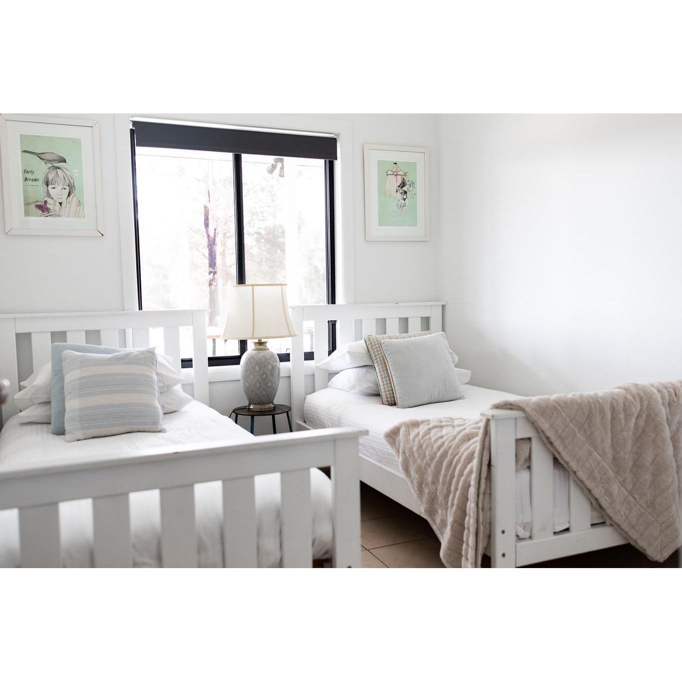 Twin bedroom set up in one of the cottages.