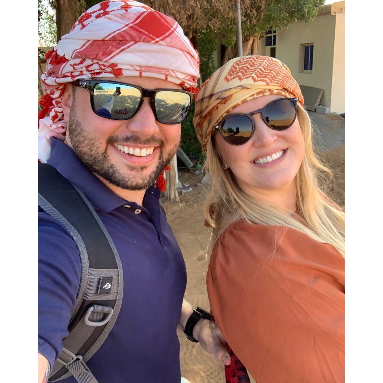 Riding a camel in Dubai