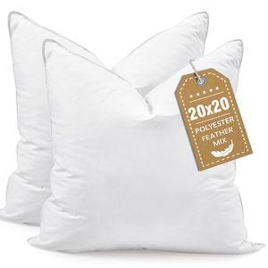 BHZ Throw Pillows 20x20 Euro Pillow Inserts Set of 2, Down Feather Alternative Pillow Inserts, Decorative Soft Large Square White Throw Pillows Insert for Couch Bed Dorm Sofa with Breathable Cover