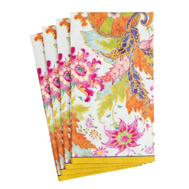 Caspari Tobacco Leaf Ivory Paper Guest Towels, Pack of 15