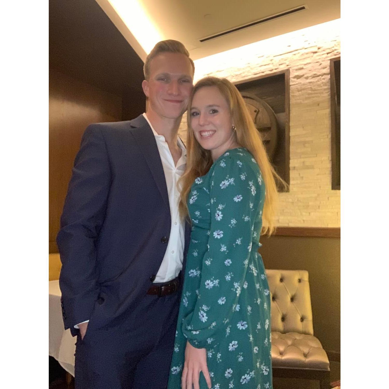 Sean & Hannah on a date night in Dallas, TX in November of 2020.