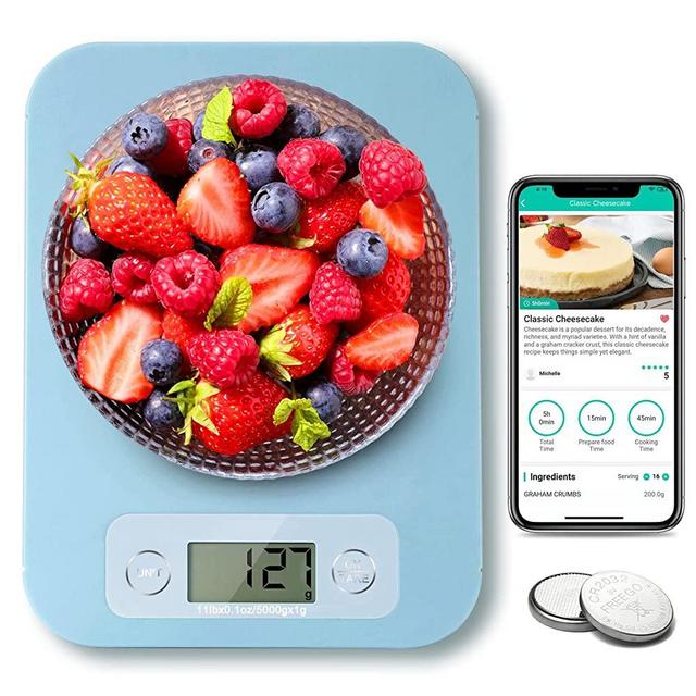 Digital Food Scale - Smart Kitchen Scales with Nutrition Calculator APP, Gram Scale for Food Ounces and Grams, Food Scale for Weight Loss, Baking, Cooking, Calorie Scales with 0.1oz Accuracy (3g-5kg)