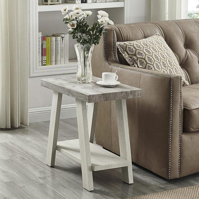 Roundhill Furniture Athens Contemporary Wood Small End Table, Weathered Gray and Beige