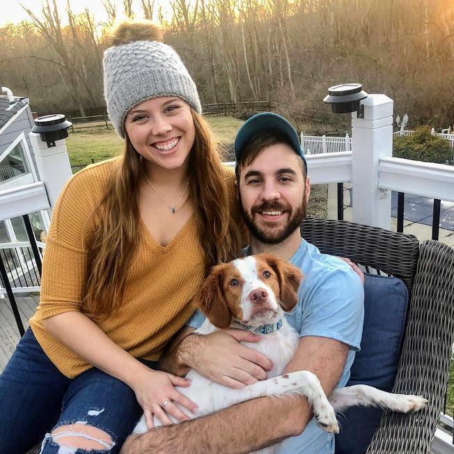 The whole future Holstrom household. Will and Alex with their dog, Ladybird.