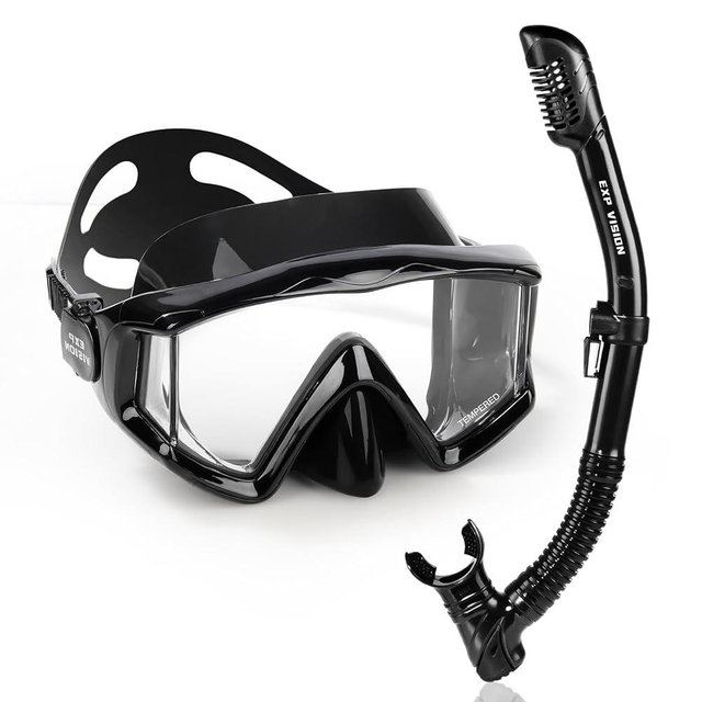 Adult Pano 3 Scuba Diving Mask, Tempered Glass Snorkel Mask Anti-Fog Swim Mask No Leakage Swim Goggles with Nose Cover Snorkeling Gear for Snorkeling, Freediving, Swimming