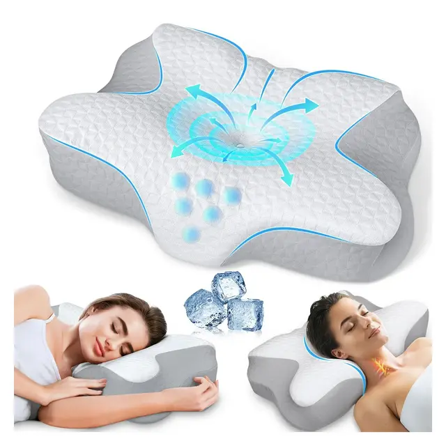 Zibroges Memory Foam Neck Pillow for Pain Relief - Cooling Ergonomic Design for Side, Back, and Stomach Sleepers | Orthopedic Support for Better Sleep